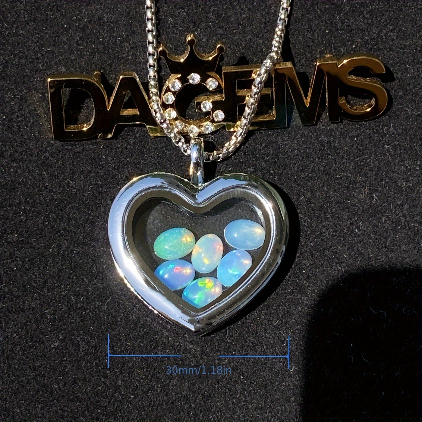 Women's Natural Ethiopia Opal Locket and Chain Necklace